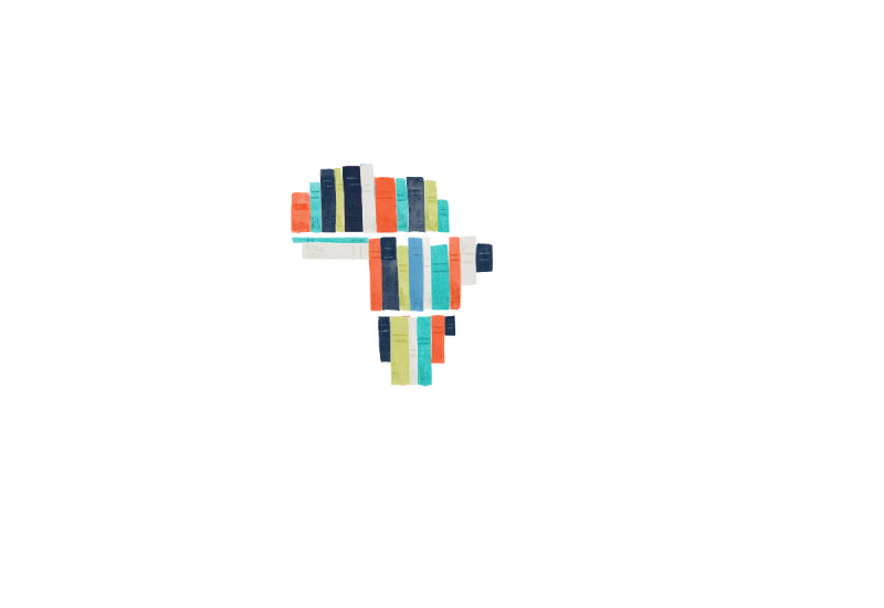 A drawing of the Africa Continent made of Books